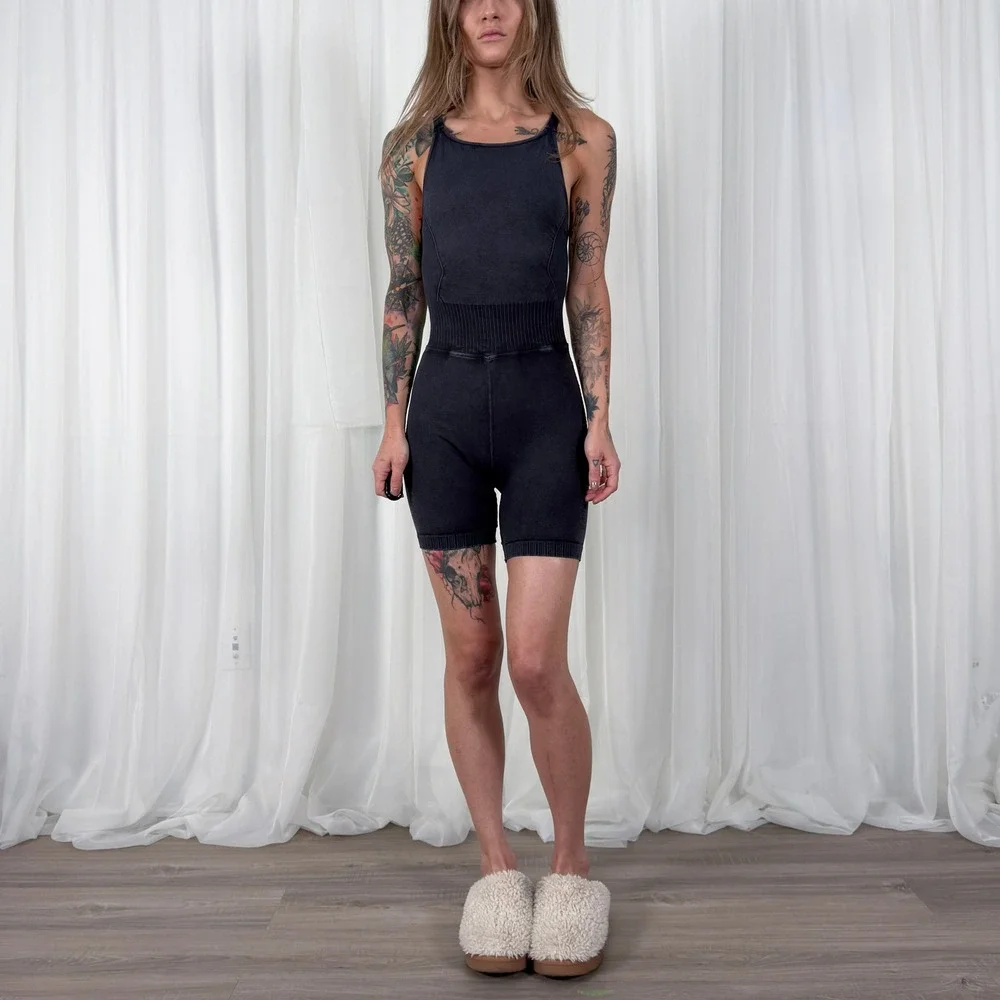 Free People Movement Activewear Romper Bodysuit Small Grey‎